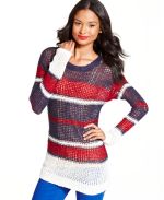 Macy's - Keds Juniors Sweater, Long-Sleeve Metallic Striped Tunic