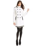 Macy's - BCX Coat, Faux-Leather-Trim Pea Coat