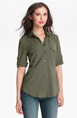 Sandra Ingrish - Three Quarter Roll Sleeve Knit Shirt (Regular & Petite)