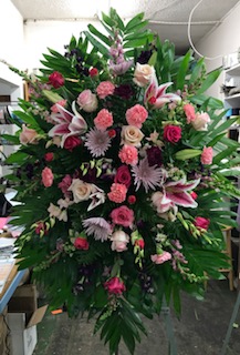 Funeral Standing Spray Dodgers Baseball by Rosemantico Flowers