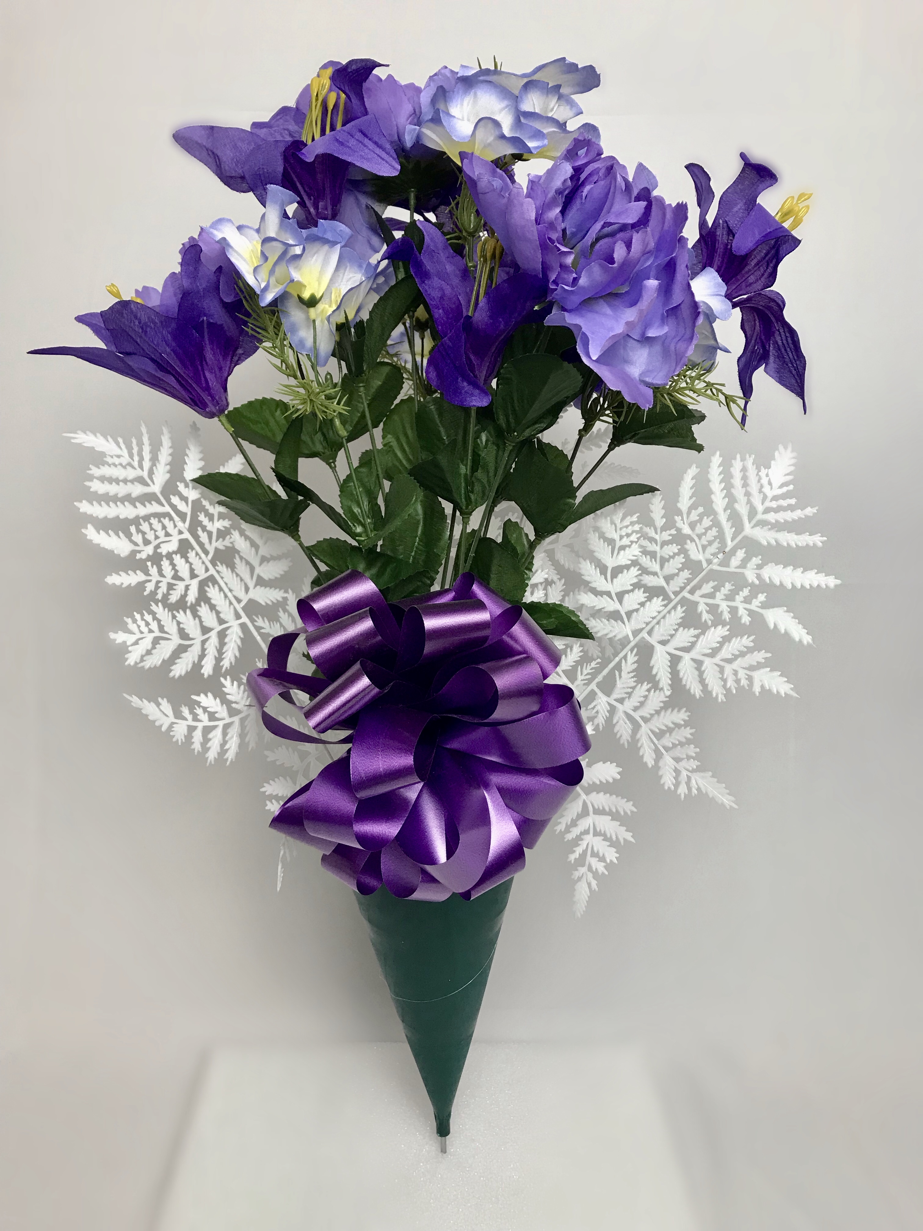 Graveside Silk Bouquet Purple Farmingdale Ny Florist