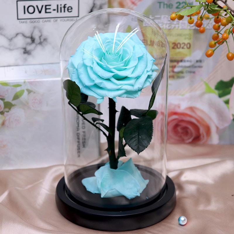 Tiffany Blue Preserved Rose in Heart Tipped Glass Dome – espoirboston