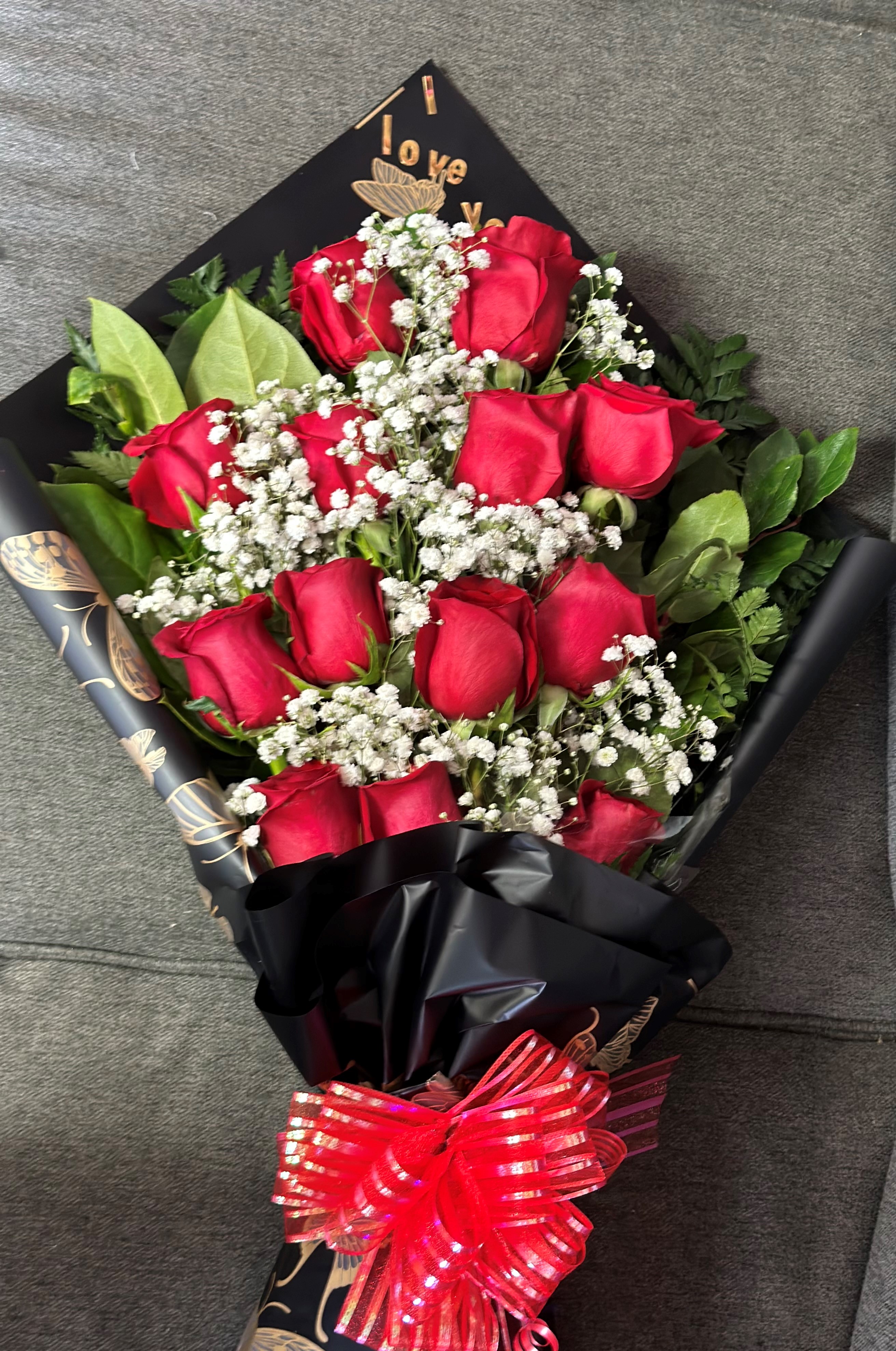 Dozen Red Roses Wrap Bouquet in Los Angeles, CA | Downtown Flowers