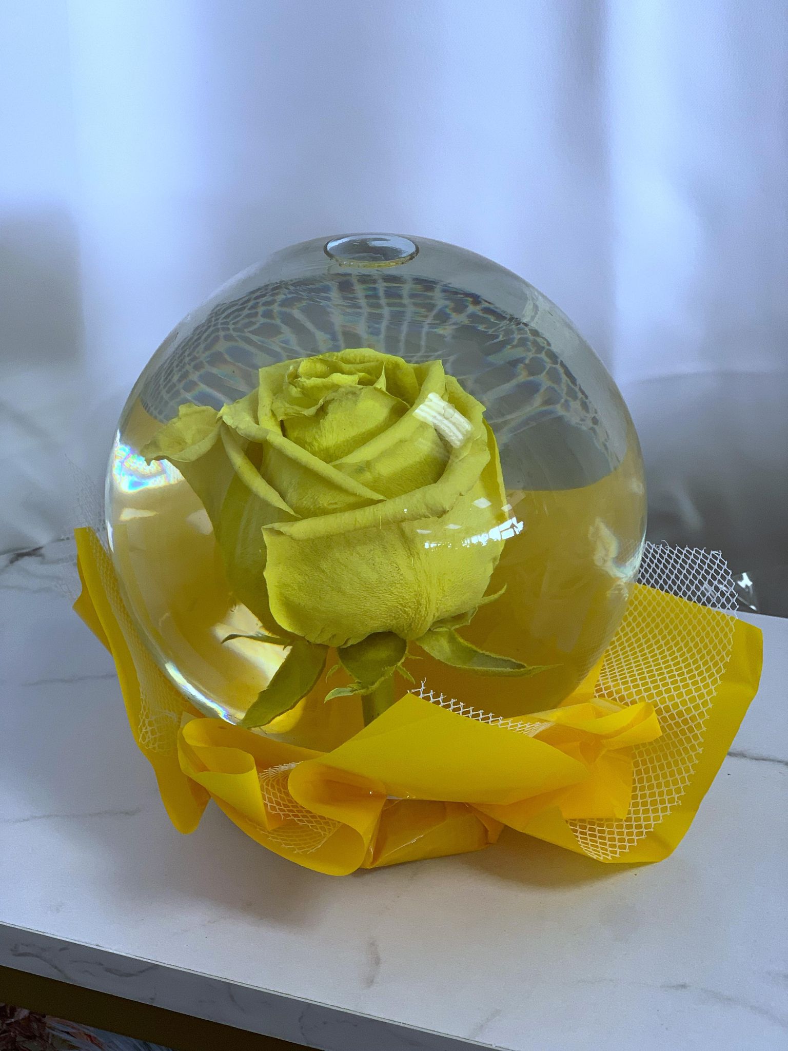 Send Round Rose Globe - Yellow in Oshawa, ON - Lori's Hearts and Flowers, image size:1536x2048
