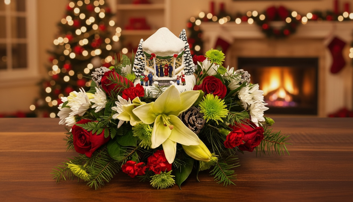 Send Thomas Kinkade's Sweet Sounds Of Christmas Centerpiece in