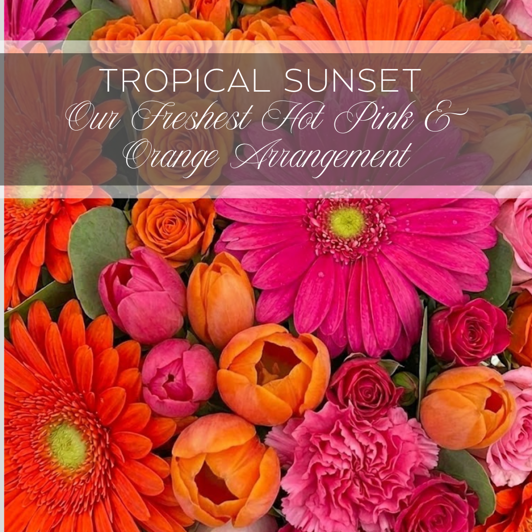 Send Tropical Sunset Our Freshest Hot Pink & Orange Arrangement in