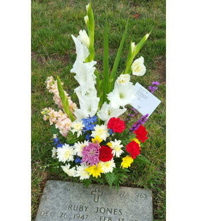 Flower Show Gravesite Arrangement