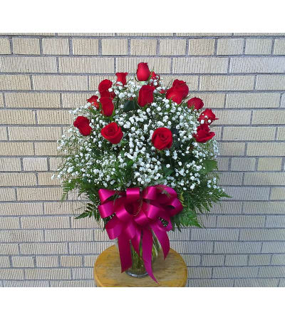 18 Long Stem Rose Vase
