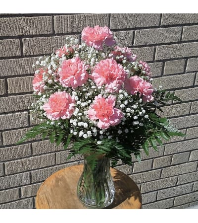 Classic Dozen Carnation Vase - Available In Other Colors