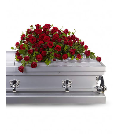 Red Rose Reverence Casket Spray