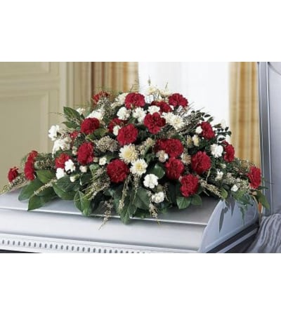 Red & White Casket Spray