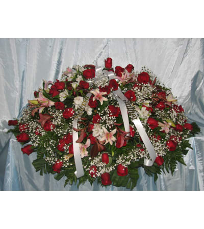 Red Rose with Oriental Orchids