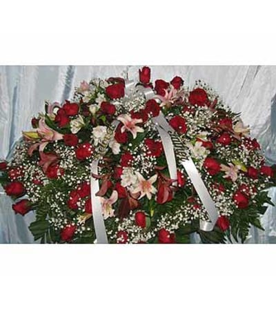 Red Roses with Oriental Orchids