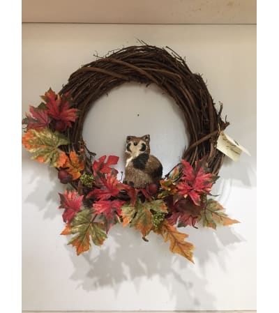 Fall Wreath with Racoon
