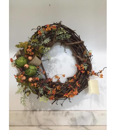 Fall Wreath with Burlap Bow