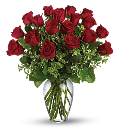 Red roses arranged