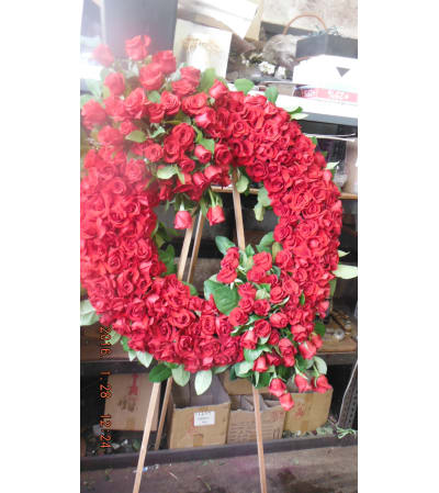 all red rose wreath