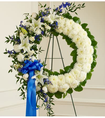 Blue and White Open Wreath