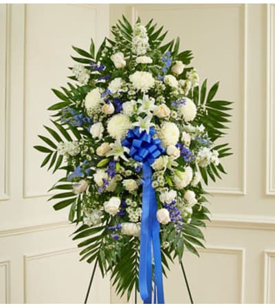 Blue and White Standing Spray