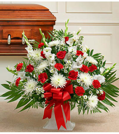 Red and White Floor Basket