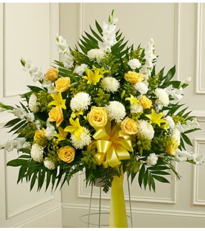 Yellow and White Standing Basket