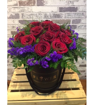 Flower box of roses