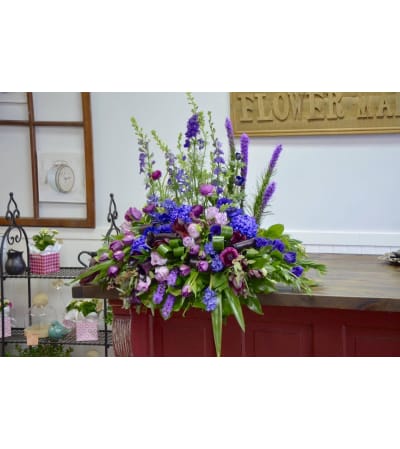 Shades of Purple Casket Spray