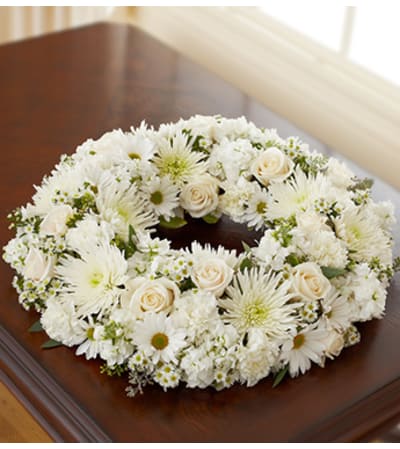 White Cremation Wreath