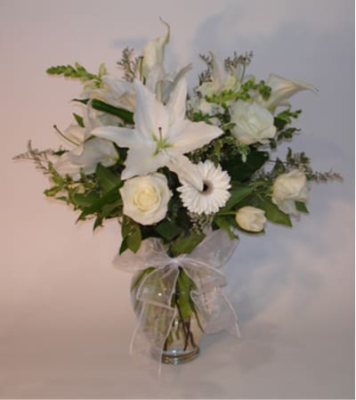 Large All White Mixed Vase