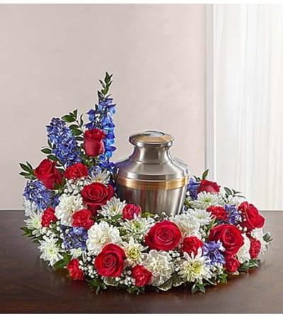 Cremation Wreath - Red, White & Blue