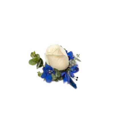 White & Blue Boutonniere