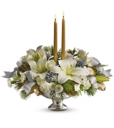 Teleflora's Silver And Gold Centerpiece