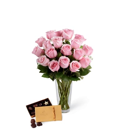 The FTD® Pink Rose & Godiva® Bouquet