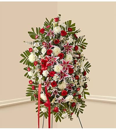 Red Rose and Lily Standing Spray