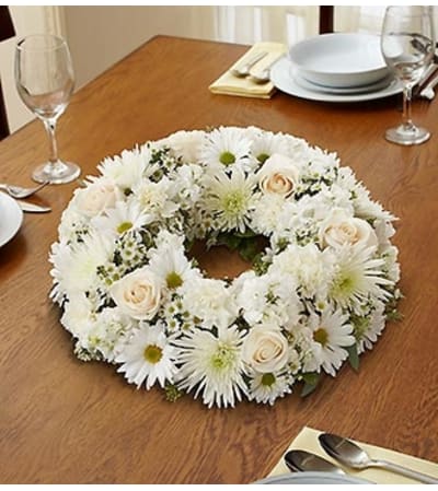 All White Wreath Centerpiece