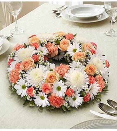 Peach, Orange and White Centerpiece