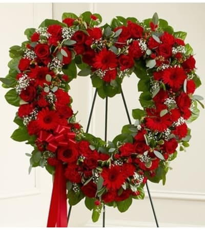Always Remember Red Floral Heart Tribute