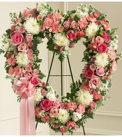 Always Remember Pink Floral Heart Tribute