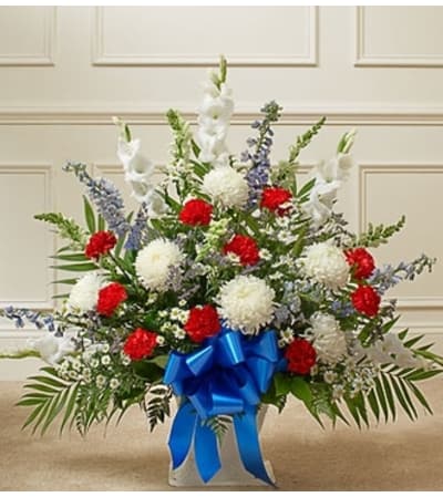 Red White And Blue Sympathy Floor Basket