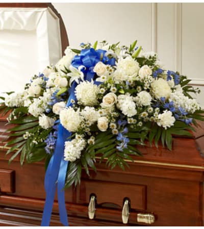 Blue & White Mixed Half Casket Cover