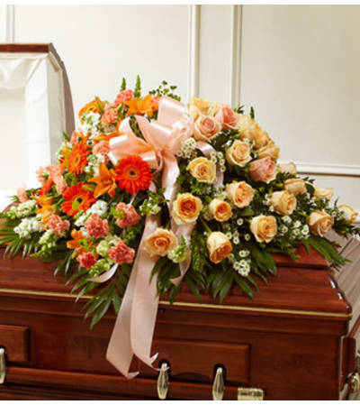 Cherished Memories Half Casket Cover-Peach &