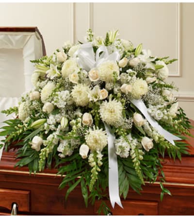 Cherished Memories Half Casket Cover - White
