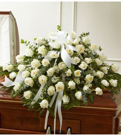 White Rose Half Casket Cover