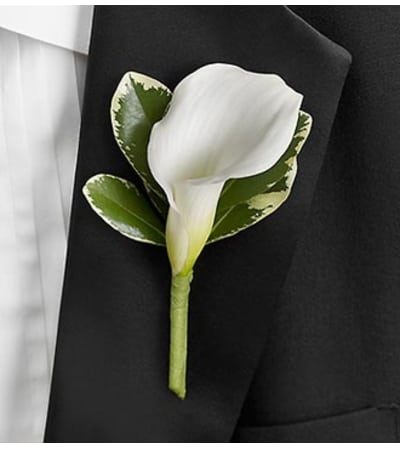 All White Boutonniere