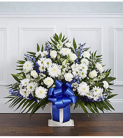 Heartfelt Tribute Blue & White Floor Basket