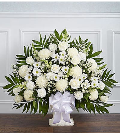 Heartfelt Tribute White Floor Basket