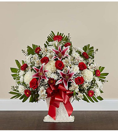 Red Rose and Lily Floor Basket Red Rose and Lily Floor Basket