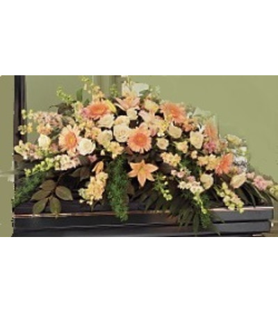 Soft Peach Casket Spray Soft Peach Casket Spray
