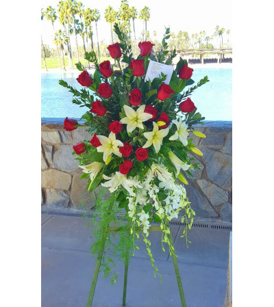 lilies and Roses Tribute Spray lilies and Roses Tribute Spray