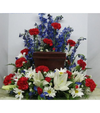 Patriotic Boxed Cremation Urn Wreath Patriotic Boxed Cremation Urn Wreath